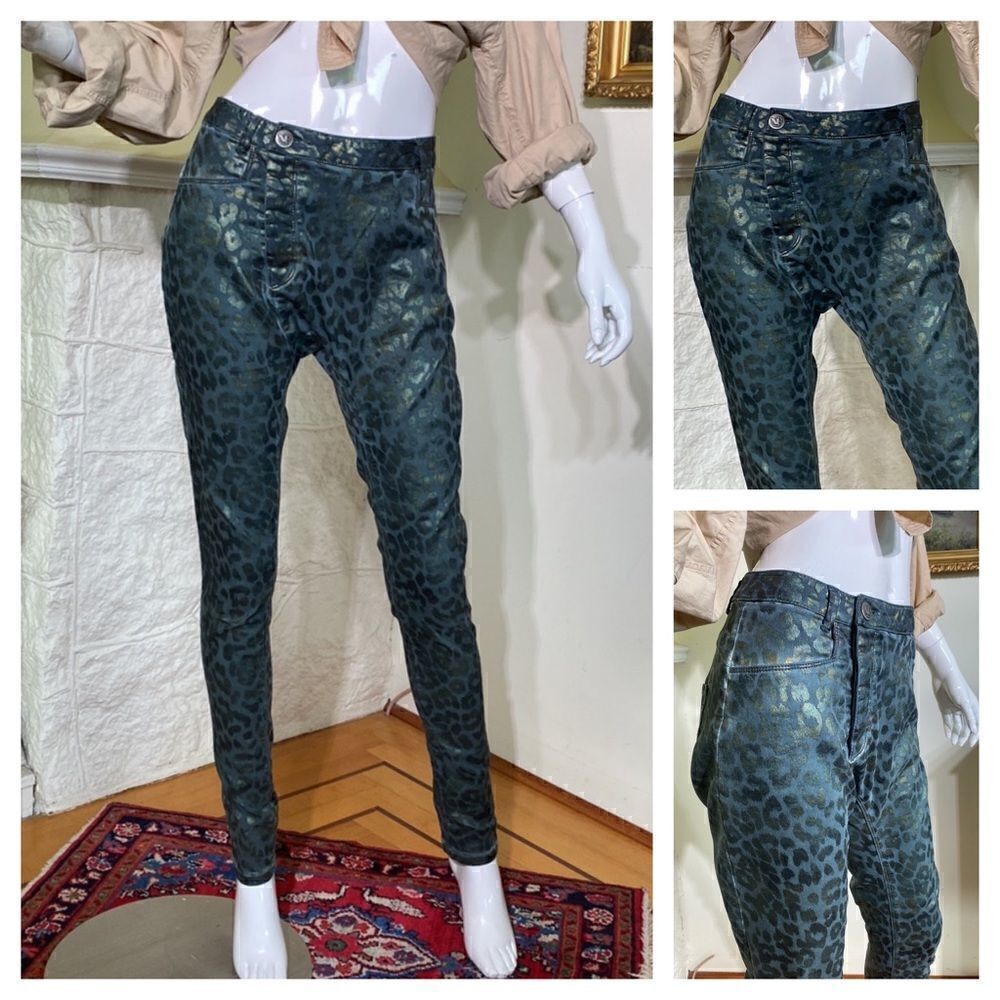 NÜ Denmark Offside Zip Metallic Leopard Print Jean